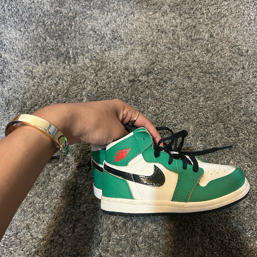 Green and White High-Top Sneakers